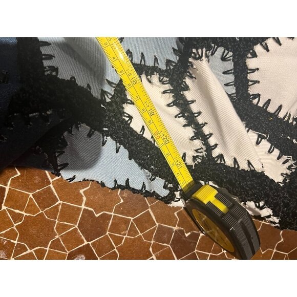 nwt fringed croucheted blouse by adore denim blues black fringes unique dressy l - Picture 12 of 13